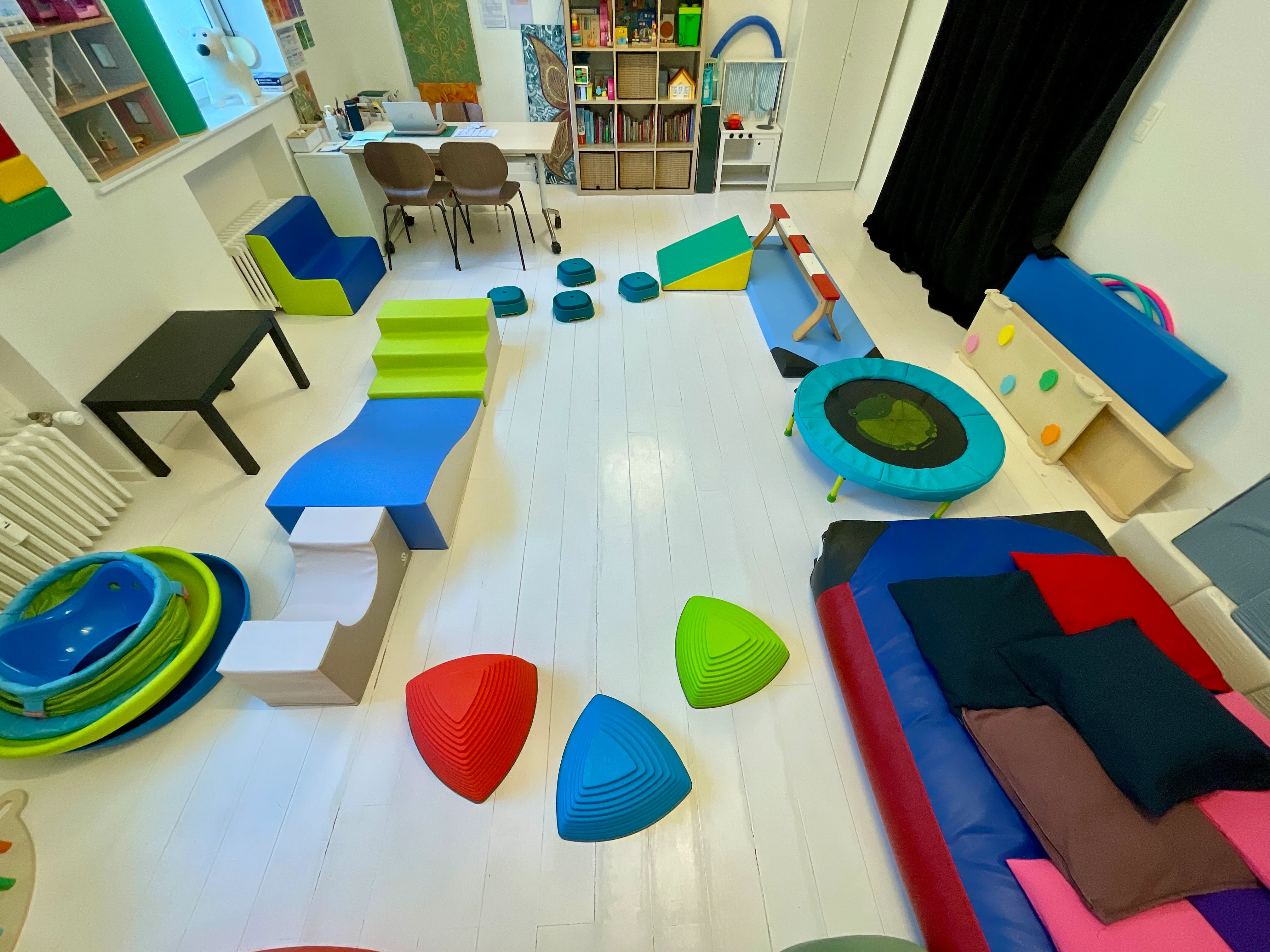 Espace aménagé pour la psychomotricité
